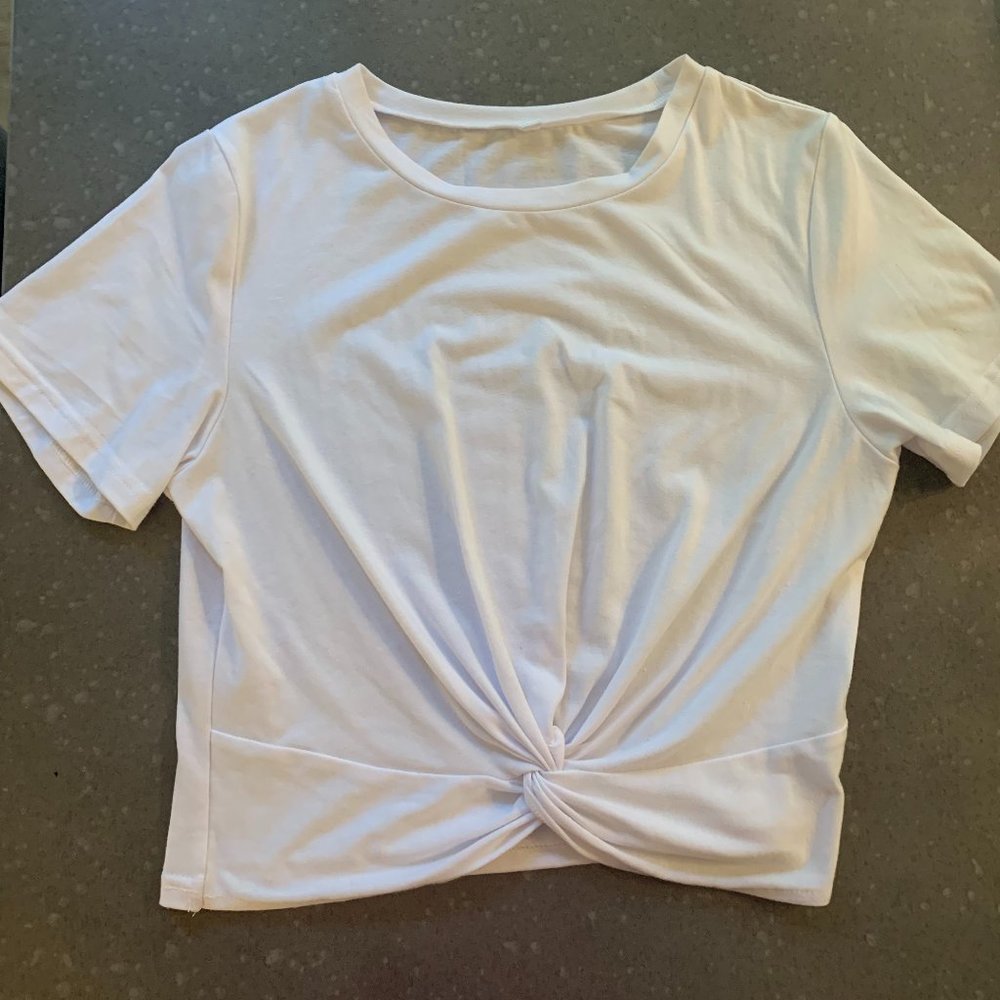 Amazon basics, White; Medium; Crop top